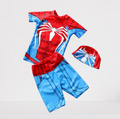 Conjunto Infantil Praia Proteção UV + Touca Homem Aranha (Azul Claro)