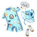 Conjunto Proteção UV Bebê + Chapéu Bucket Brinde (Azul)