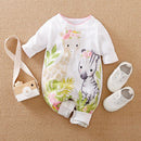 Macacão de Bebê Menina Soft Branco Zebrinha & Girafinha