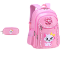 Mochila Escolar Infantil Feminina com Estojo (Rosa)