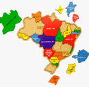 Quebra Cabeça Mapa do Brasil Madeira Montessori 3D