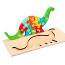 Quebra-Cabeça de Madeira Montessori Animais  Dinossauro