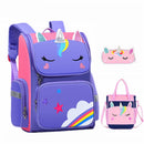 Mochila Infantil Feminina Unicórnio 3D + Lancheira + Estojo