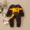 Macacão Bebê Soft Girafa Marrom Safári Masculino