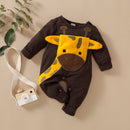 Macacão Bebê Soft Girafa Marrom Safári Masculino