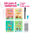 Caderno de Caligrafia Mágico Reutilizável - Kit C/ 4 - Amor & Mãe
