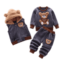 Conjunto Inverno Bebê Plush 3 Peças Masculino Feminino Peludo Ursinho com Capuz - Amor & Mãe