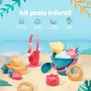 Kit Praia Infantil Brinquedos com Regador Baldinho de Areia 17 Peças - Amor & Mãe