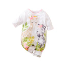 Macacão de Bebê Menina Soft Branco Zebrinha & Girafinha